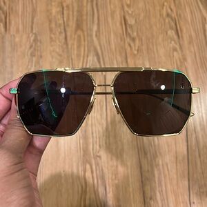 Bottega Veneta Gold Aviator Sunglasses